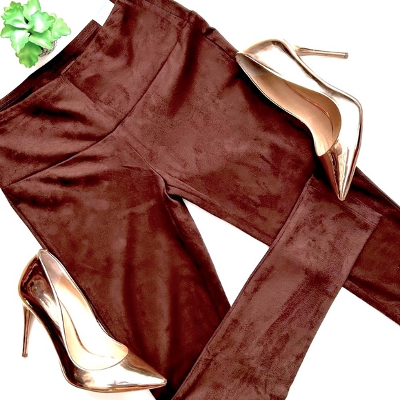 J McLaughlin Lori Waterproof Faux Suede Leggings in Mocha Brown Size Small NWT - Picture 1 of 16